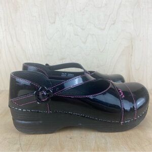 Dansko Youth Girls Black Pink Leather Mary Jane Shoes Size 34